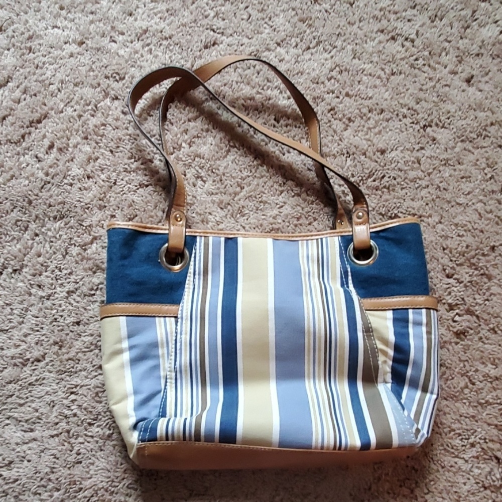 Denim striped purse